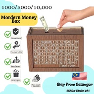 Modern Money Saving Box Wood Money Box with number on the box Tabung Duit Saving Planner Money Bank