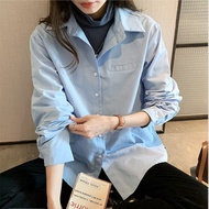 Long Sleeve Shirt M-2XL Medium Large Size Top White Plain Design Feel Niche Loose Lazy Style Inner B