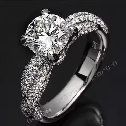 14KT White Gold Dinosaur Claw Set 8mm Lab Diamond Ring Engagement Wedding Band Rings for Women Men J