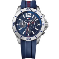 Tommy Hilfiger Men Nolan Blue Dial Silicon Watch 1791142 Jam Tangan Lelaki
