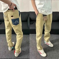 FTAE EVISU 2025 Thin Style Embroidered Pocket Simple Trousers Men Women Loose Straight Casual Pants 