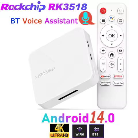 Android14.0 RK3518 Quad Core 4K HDR Wifi6 BT Voice Assistant Remote Control Game Media Player Smart 