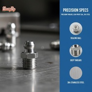honeybird 5/10Pcs SS201 SS304 Metric External Thread Straight Elbow Type Grease Nipple For Grease  S
