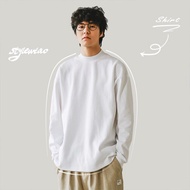 baju lengan panjang lelaki baju lengan panjang SHX Heavy Pure Cotton 420G Wide Washed Japanese Men's