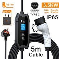 feyree Portable EV Charger 3 Pin Type2 UK Plug Connector 1Phase 5m EV Car Charger for Electric Vehic