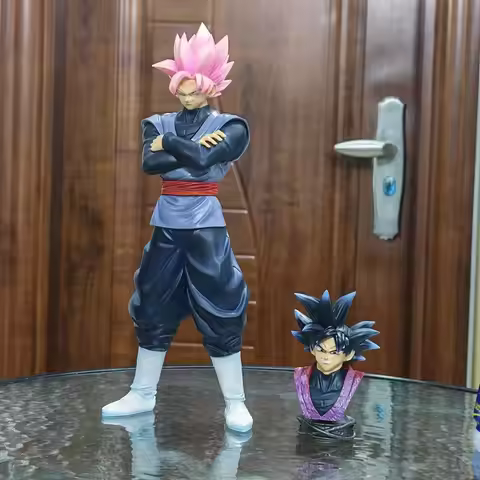 New 31cm Anime Super Saiyan Chest Hugging Peach Red Black Goku Standing Posture Resin Material Handm