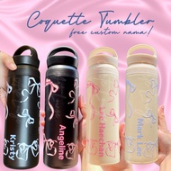 (ARTE LOUNGE) Custom Coquette Tumbler Pink | Korean Coquette Tumbler | Ribbon Tumbler | Drinking Bot
