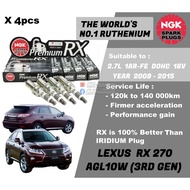NGK Premium RX Spark Plug for Lexus RX 270 AGL10W 3rd generation with 2.7L 1AR -FE DOHC 16V Engine (
