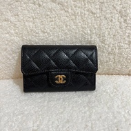 「JL精品代購」97新 Chanel 香奈兒 黑金卡包