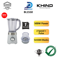 Khind Stainless Steel Blades Blender With Dry Mill 500W 1.5L Detachable Blade BL1550 Replace BL1515