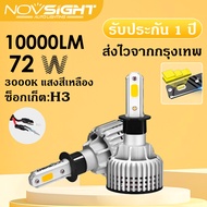 Novsight N12Y 2PCS รถ LED ไฟหน้าหมอกโคมไฟ H11 H4 HB4/9006 H1 H3 72W 10000LM 3000K แสงสีเหลือง