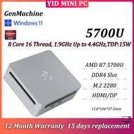 Genmachine Mini PC Ren5000 5700U AMD Ryzen7 CPU Support Windows 11 DDR4 3200MHz WiFi6 NUC Max 64GB R