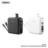 Remax RPP-20 15000mAh แบตสำรอง PowerBank W1501 ฟรีสติกเกอร์ ตัวเดียวจบ ปลั๊กและแบตพร้อมสายชาร์จในตัวเดียว ของแท้