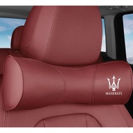 Maserati LOGO seat leather headrest Ghibli Grecale Levante Quattroporte MC20 GranTurismo car seat breathable memory foam Alcantar material neck support neck pillow