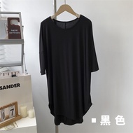 Váy T-shirt Modal Tay Ngắn Rộng Rãi Thoải Mái Cho Nữ Mùa Xuân 2024 Váy T-shirt Modal Dài Vừa Phải Kế