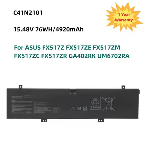 C41N2101 Laptop Battery For ASUS FX517Z FX517ZE FX517ZM FX517ZC FX517ZR GA402RK UM6702RA 15.48V 76WH