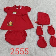 MERAH NEW BORN BABY LUCKY F1 RED CLOTHES SET