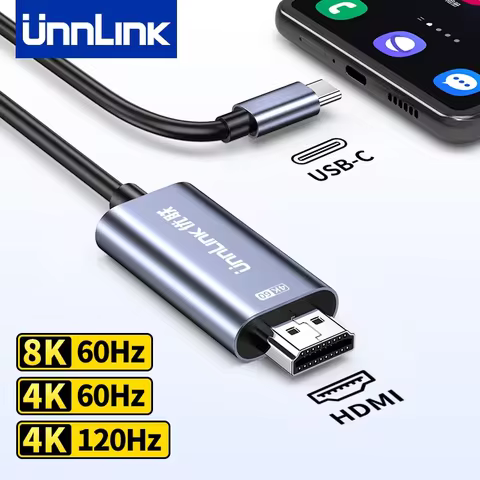 Unnlink USB C to HDMI Cable 8K 60Hz 4K 120Hz 4K 60Hz Phone to TV for Macbook, iPhone 15/16/17, Samsu