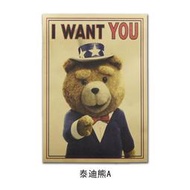 [現貨]徵人海報 I WANT YOU 泰迪熊TED 搞笑版 咖啡館 牛皮紙 懷舊 復古 電影 海報 裝飾畫 生日禮物