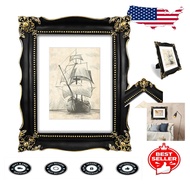Exquisite Baroque Black & Gold Photo Frame for 11x14 Pictures - Wall/Table Use