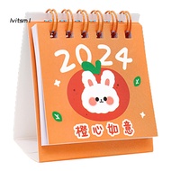 [LV] School Decoration Desk Calendar Mini Desk Calendar 2024 2024 Mini Desk Calendar Daily Planner Cartoon Design for Home Office Stylish Functional Table Calendar