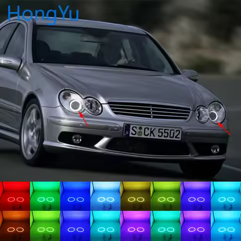 Multi-color RGB LED Angel Eyes Ring Eye RF Remote Control for Mercedes Benz CLK CLASS W209 CLK320 CL