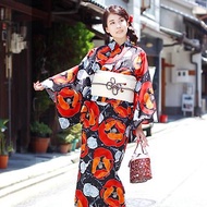 日本 和服 梭織 浴衣 女性 浴衣 腰帶 2件組 F Size x02-01a