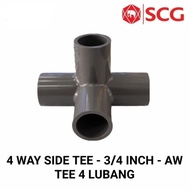 4 way pipe tee size 3/ 4 inch pipe T/ 4 branch tee pvc 3/4" aw