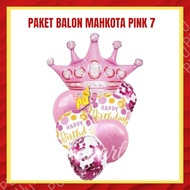 PINK KING CROWN Balloon Package 7 Crown Birthday Decoration/