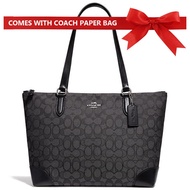 Coach Handbag In Gift Box Tote With Gift Paper Bag Shoulder Bag Tote Zip Top Black Smoke / Black / Silver # F29958