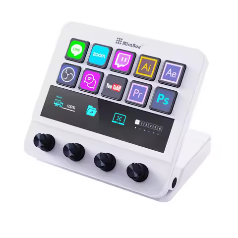 MiraBox 10 Keys 4 Dials Stream Deck Audio Mixer Live Streaming Gaming Controller
