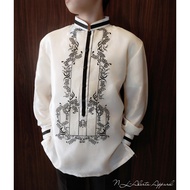 ◆℗☋CHINESE COLLAR BARONG FOR MEN BLACK EMBROIDERED BARONG TAGALOG