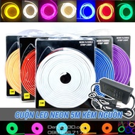 Cuộn Đèn Led Neon Flex 5M Kèm Nguồn 12V - Uốn Dẻo Chống Thấm Nước Trang Trí Ngoài Trời
