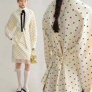 MILI Retro Dress Design High-Quality French Exquisite Rose Fashion Suit Suit Top+Polka Dot Skirt 2-P
