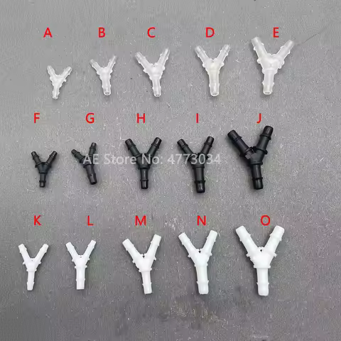 20PCS Y Shape Ink Tube Connector 3*2mm 5*3mm 6*4mm Ink Pipe Hose Tubing Plastic White Black Joint Fo