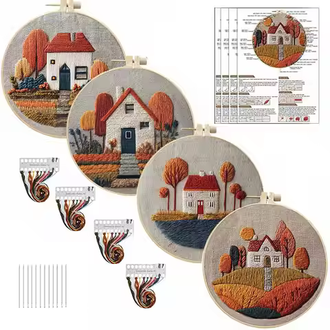 Autumn Embroidery Kit DIY Material for Garden Room New Beginner's House Fabric Art Set Creative Cros
