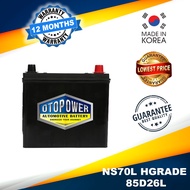 Otopower NS70L 85D26L (Korea) Maintenance Free Battery  Car Battery For Toyota Fortuner, Harrier, NISSAN Navara, Sentra, Serena/ Ford Escape/ Lexus ES250, GS250, IS250/350