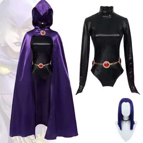Teen Titans Raven Cosplay Costume Costume Magical Girl Cosplay Fighting Bodysuit Full Set Cloak Jump