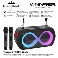 VINNFIER TANGO XT6000 WMU PORTABLE KARAOKE BLUETOOTH SPEAKER 300W / PARTY LIGHTS EFECTS / 2 UHF WIRE