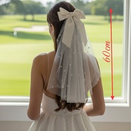 Short wedding veil || Bridal slayer||Korean-style slayer|| Wedding veil ribbon wedding veil prewed w