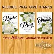 3pcs LAMINATED Bible Verse Wall Decor A4 | Inspirational quotes | Bible Verse Wall Decor | Positive