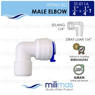 St MALE ELBOW RO 1/4" x 1/4" T - 011A - RO VALVE ELBOW Fittings