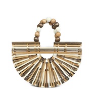Free shipping Fashion Summer Handmade Bamboo Handbag Fashion Wooden Bead Handle Womens  Hollow Out B