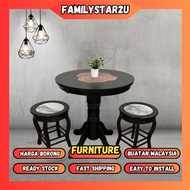 familystar2u - Round Table 2.5ft 70cm Wenge / Oak Meja Bulat Dining Chair Laminate Marble Meja Makan Bulat Dining Table