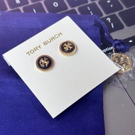Tory Burch 琺瑯經典耳環，黑色，連防塵袋，生日禮物 送人一流【平行進口】