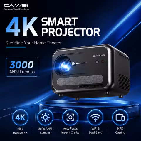 CAIWEI A6W 4K Projector Full HD 1080P Home Theater Auto Focus Android for Movies Video Smart Beamer 
