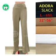 PLUS SIZE ADORA Women ZIPLESS Stretchable Slack/Office Pants Straight Cut L-6XL (BLACK, BLUE BLACK, 