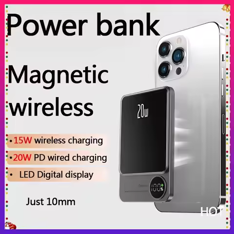 10000mAh Alloy Macsafe Powerbank Magnetic Power Bank Wireless Fast Charger For iPhone 15 14 13 12 11