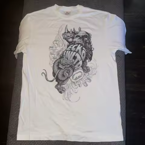 Ecko Unltd Skull Snake Flames Shirt Men’s Cyber Y2K MMA Elite Style American Men's and Women's Hip-h