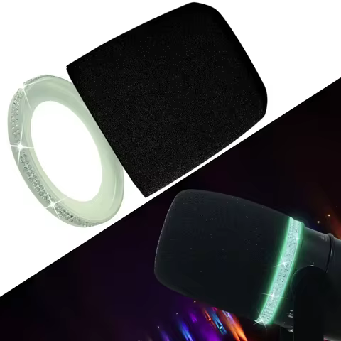 Rhinestone Sparkly Foam Pop Filter for Shure MV7 MV7X Microphone Boom Arm, Sponage Windscreen Mic Co